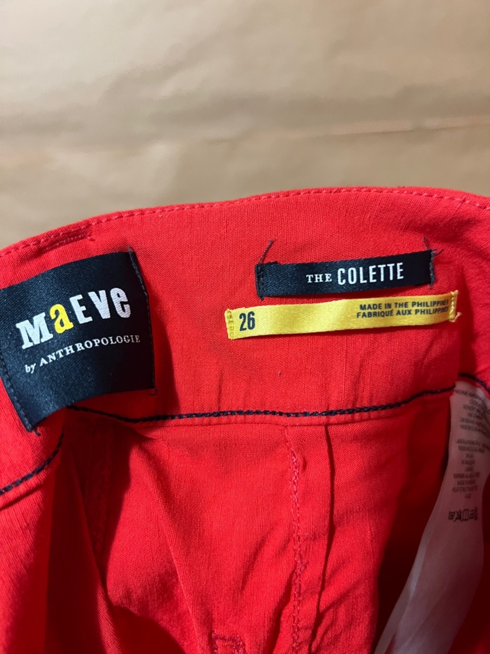 Anthropologie | Maeve The Colette Pants Linen Blend Wide Leg Red Size 26 - Picture 3 of 11